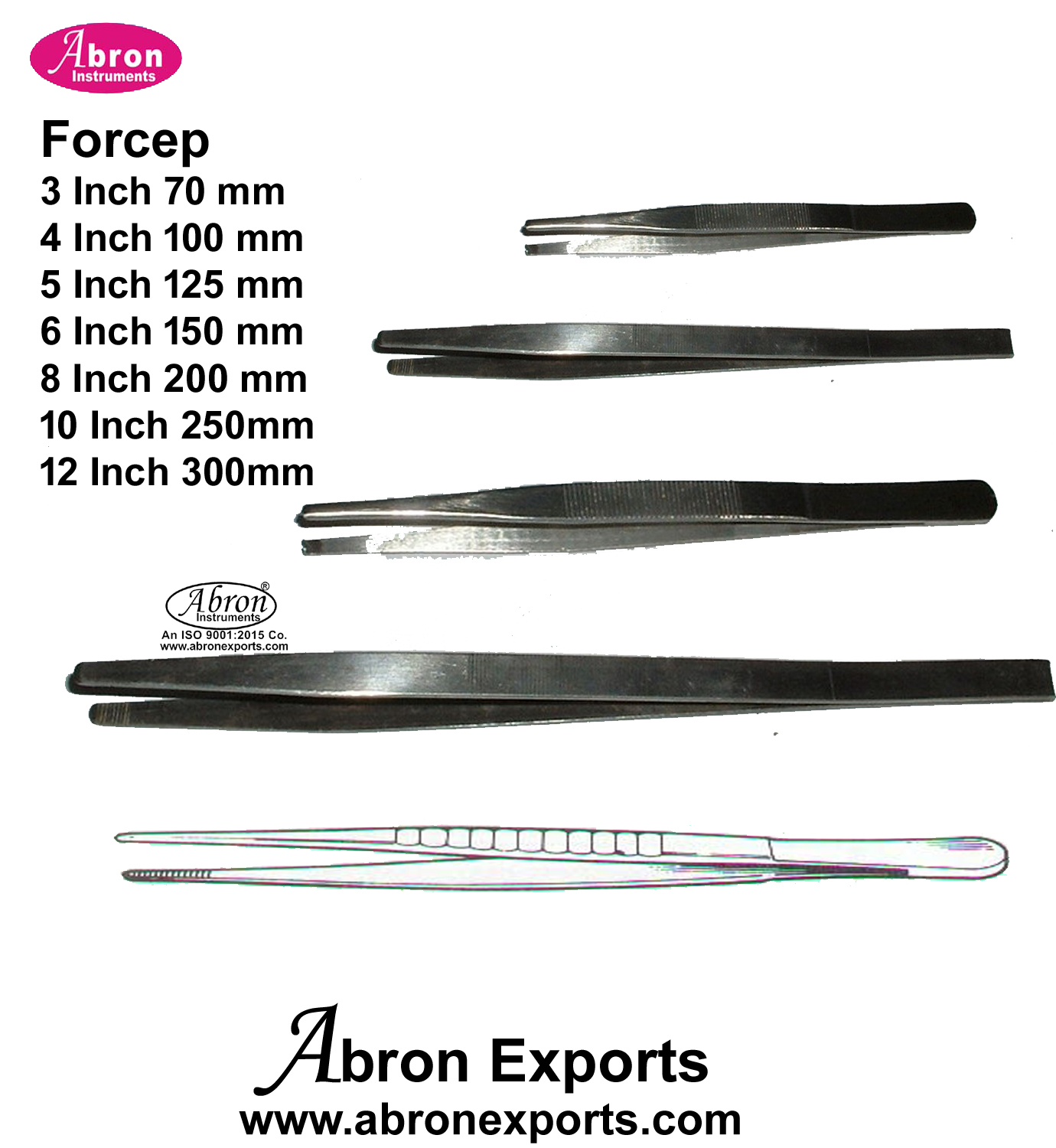 Surgical Forceps Blunt 5 inch 125mm 6 inch 150mm stainless steel abron pack of 10 ABM-2620B5