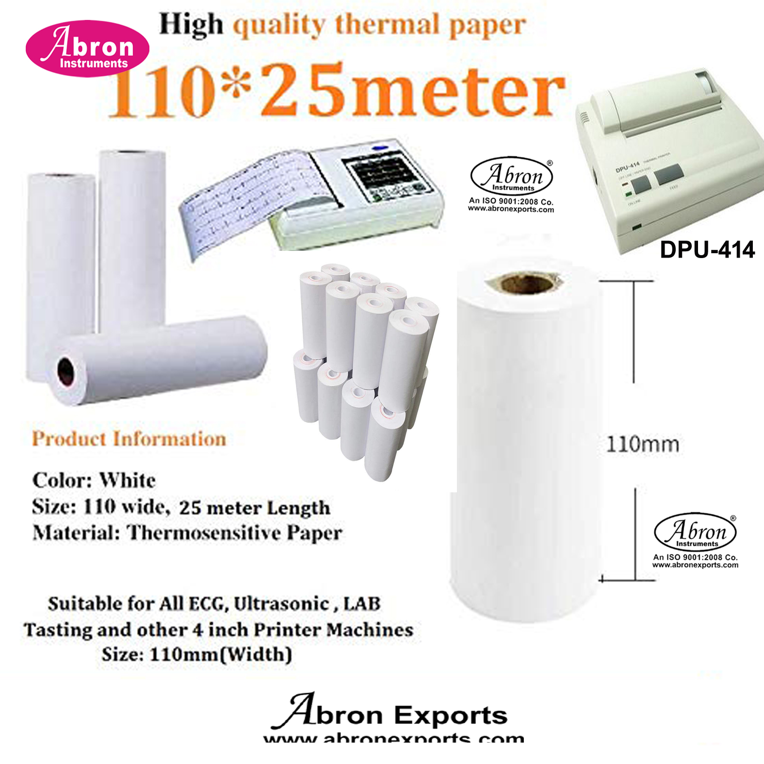 Ecg machine Thermal Printer roll Paper 110mm 4 inch DPU 414 Thermal Printer abron ABM-2501-P4