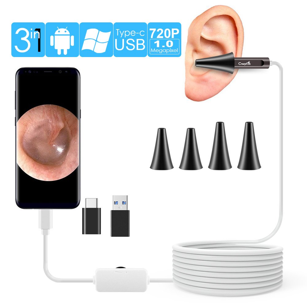 Otoscope digital usb wire Digital Ear Scope 1.3 Megapixels 720P HD Ears Inspection Camera with 6 LED Lights for Micro USB Android Devices Windows MAC or PCAMB-2210d