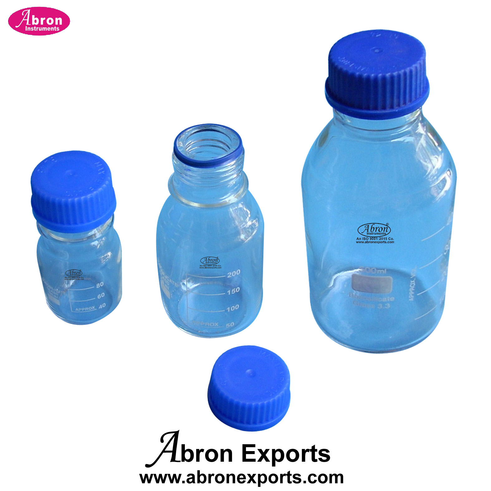 Bottle Reagent Bottle blue screw cap wide mouth 500ml 1000ml Sample Collection borosilicate glass pack of 10 AC-2518BG1T