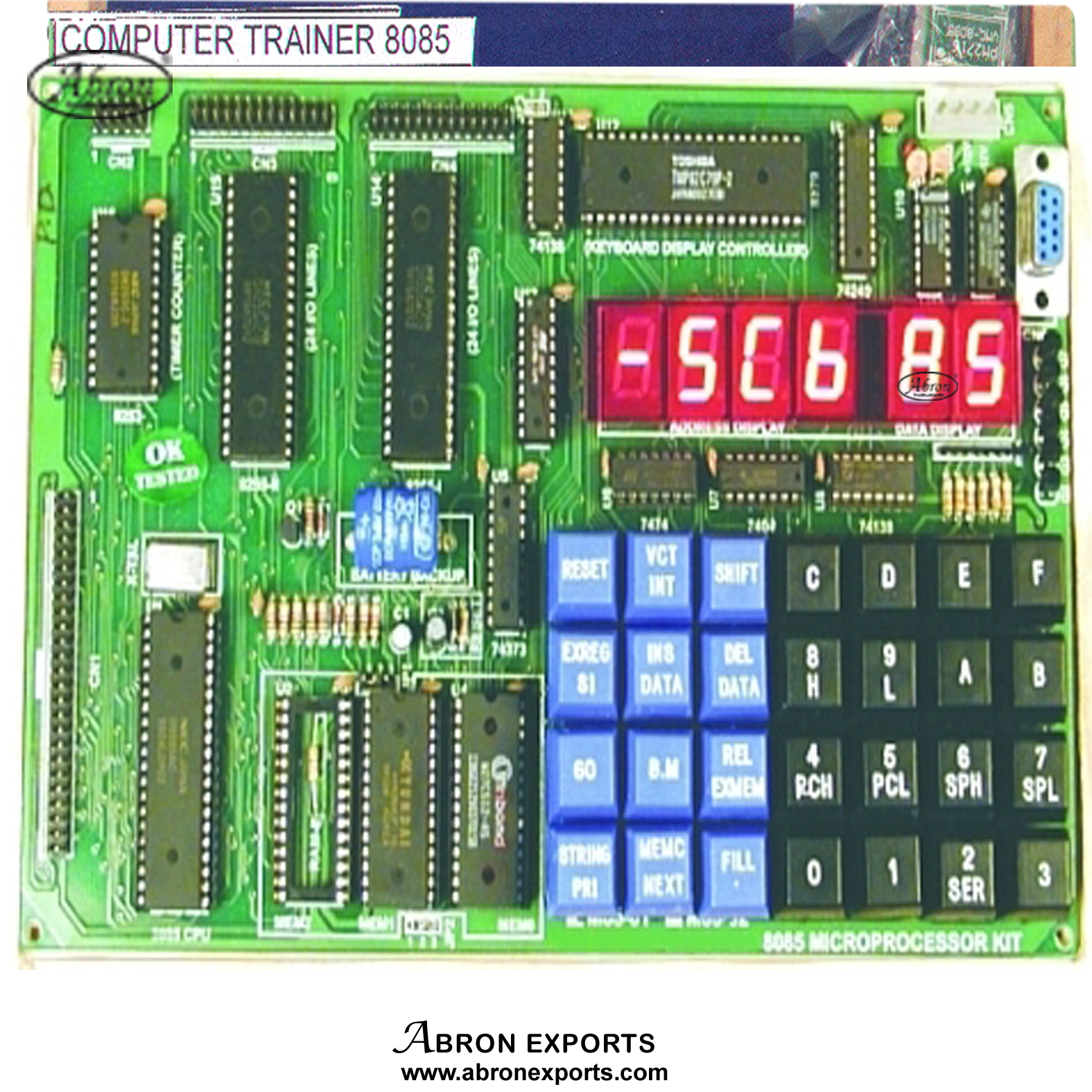 8 Microprocessor Computer Trainer 8085 CPU 8K Bytes basic with Key Pad LED display power supply AE-1305K  