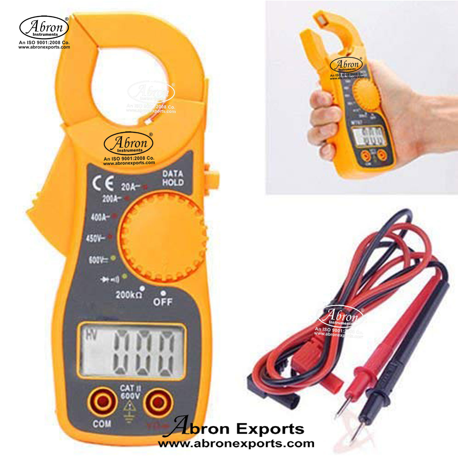 Meter Clamp On Portable LCD Digital Clamp Ampere AC DC Voltage Multi Meter Current OHM Tester Abron AE-1313AMP