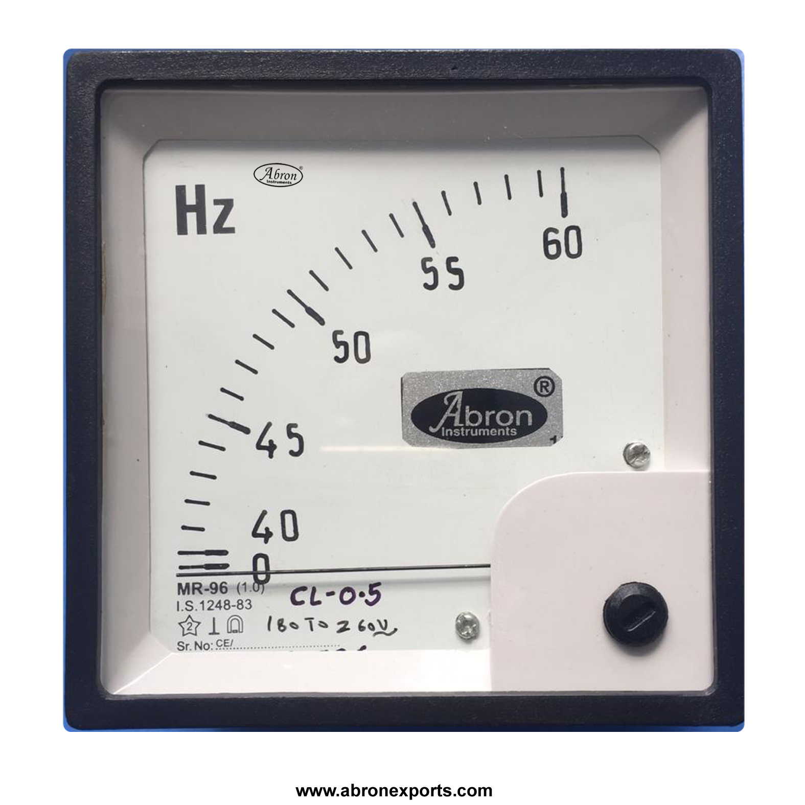Frequency meter dial type 45 to 55hz 190 to 260vac panel 96mm abron AE-1315B