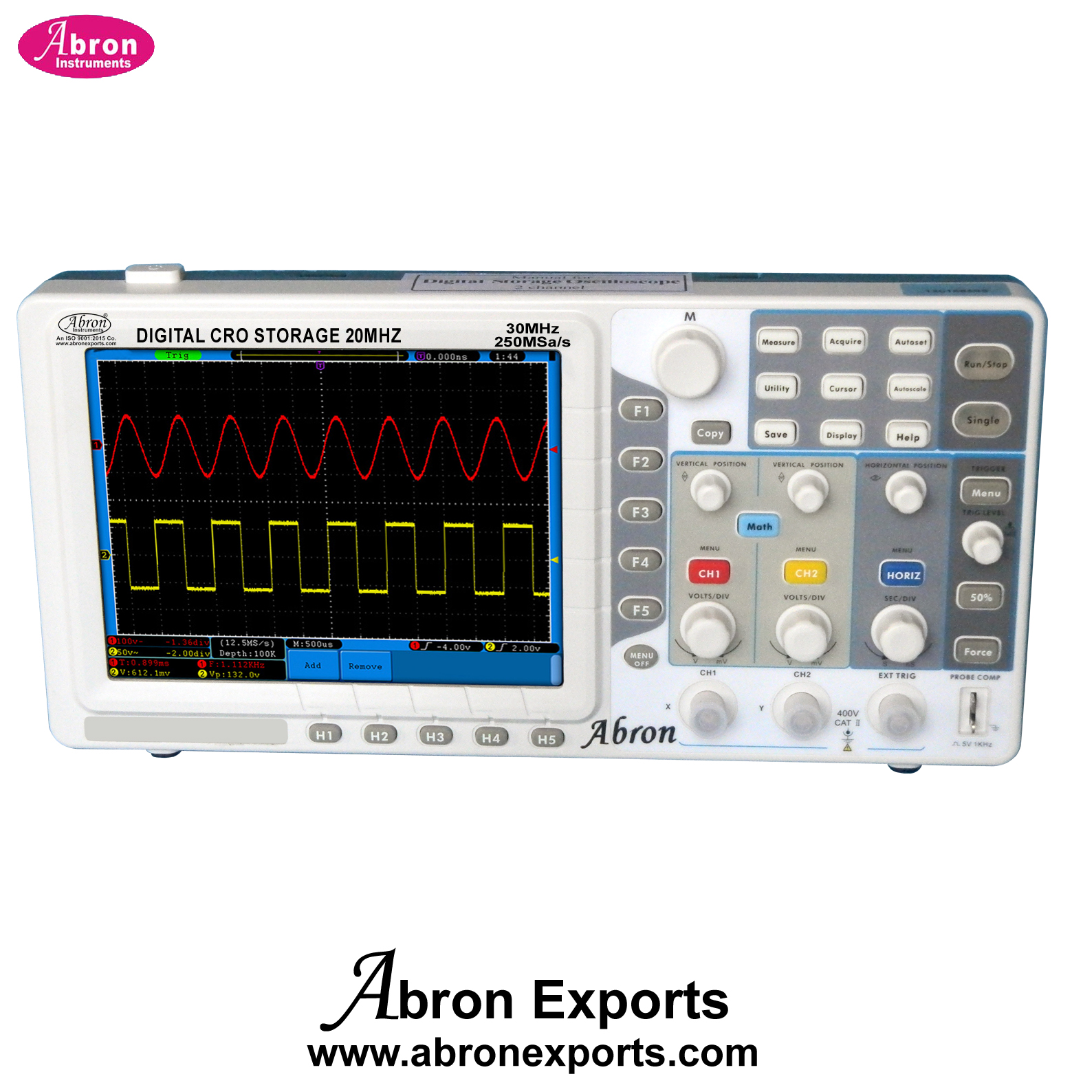 CRO Oscilloscope 15 MHz Single Trace Horizontal Sweep, Trig Ext Int X-Y Deflection With BNC Patch Cord Size 8x10cm 2 Channel Screen With Power Supply AE-1341A15
