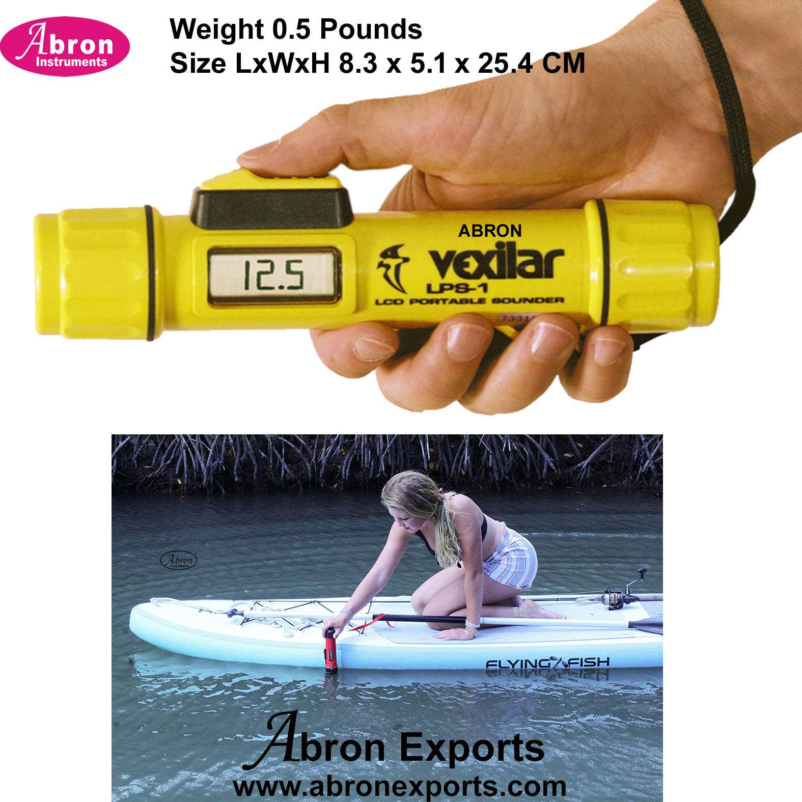 Echo depth finder of Sea marine water lake 1.8 to 200 feet Backlit display for night use Automatic shutoff portable water proof for depth sea lake water AB-3192DV