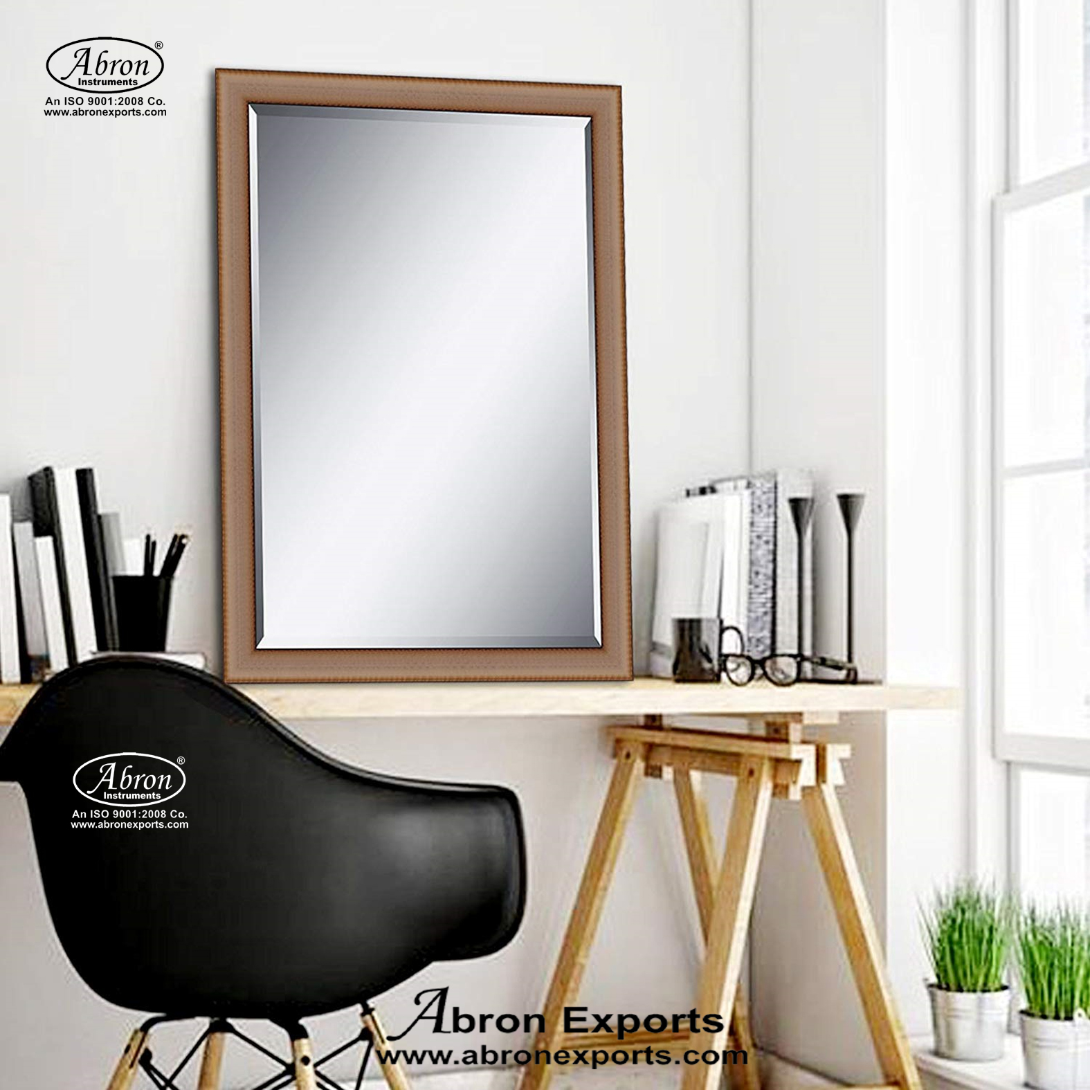 Hair Saloon Furniture Chair Saloon Abron Mirror 24x36inch Wooden Look Frame AG-5511