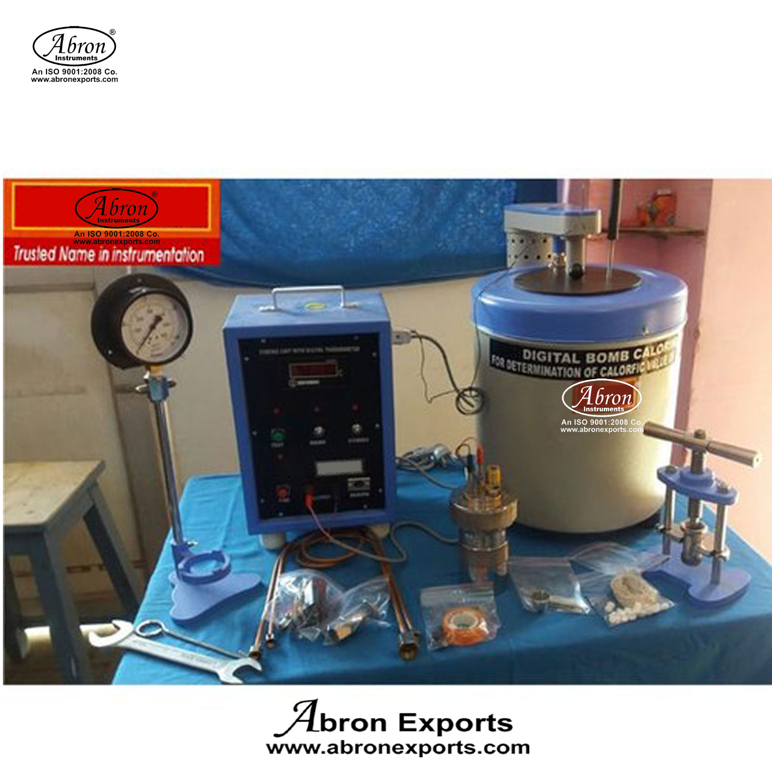 Bomb Calorimeter Apparatus with Digital Thermometer 0.1xC Read Out Abron AO-234B AC-314AD