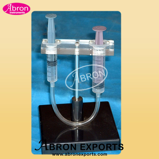 Pascal law two syring bramah press water gives equal pressure abron AP-1100B