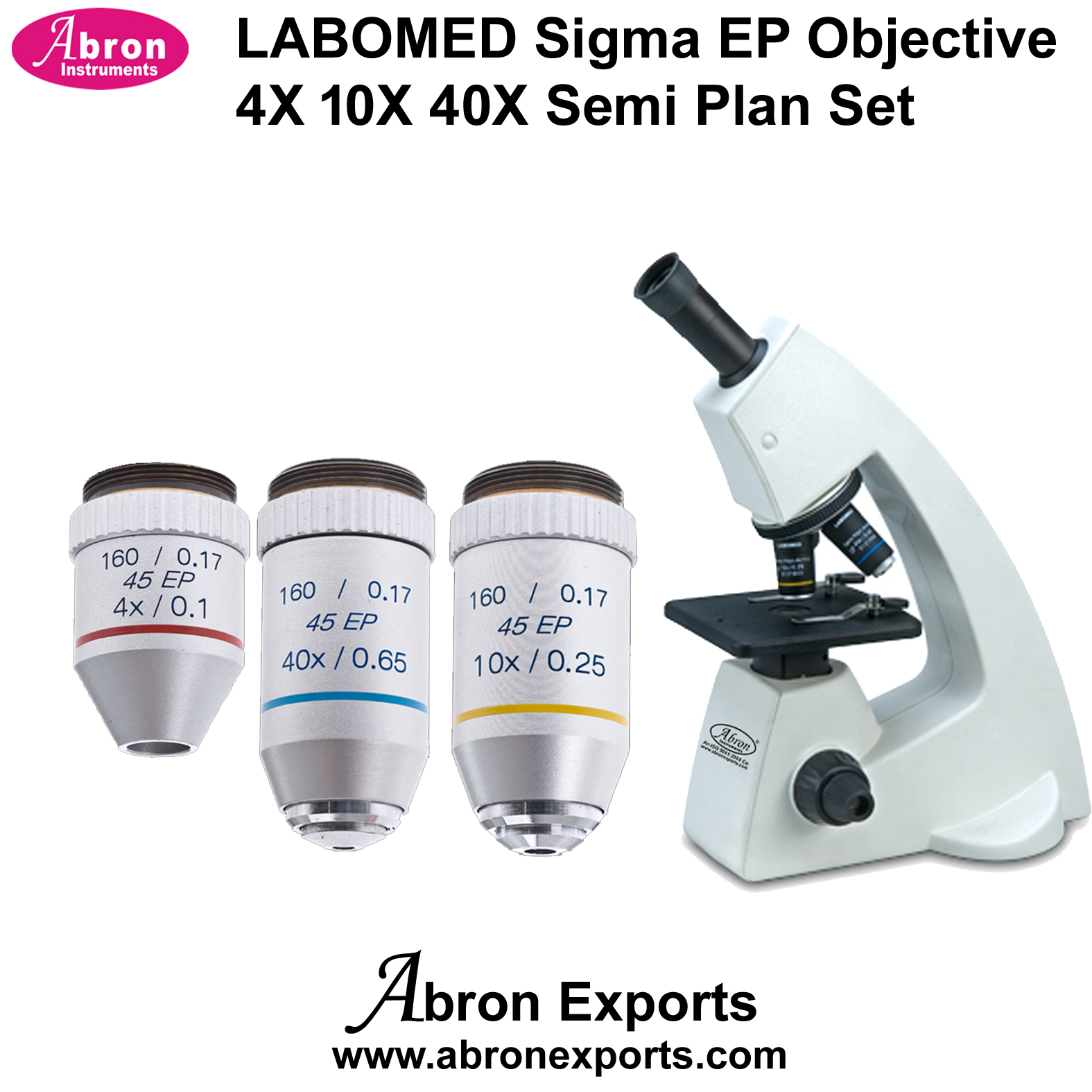 labomed Sigma Single Nose Microscope Spare EP Objectives 4X10X 40X Semi ...