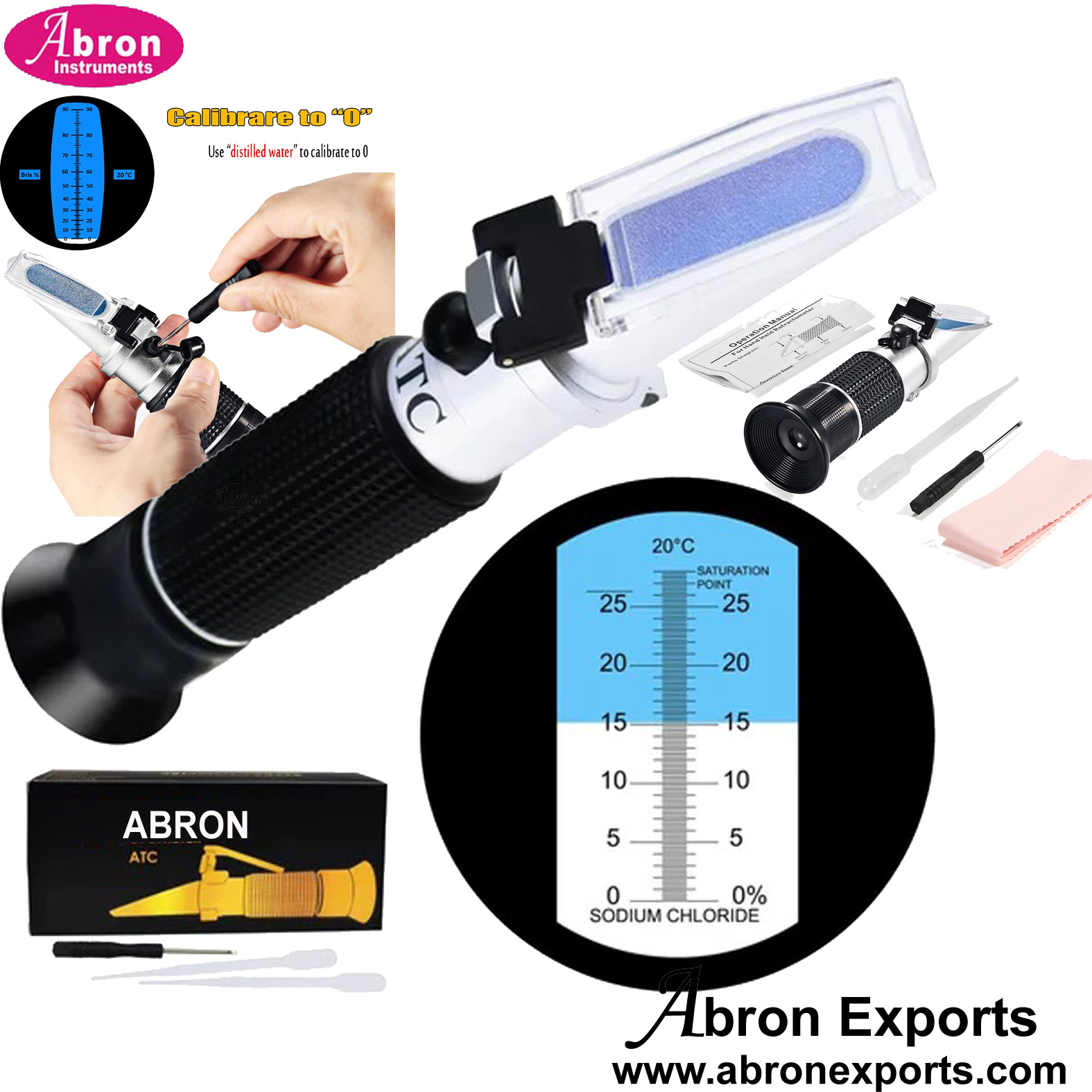 Hand Refractometer Brix Sugar 0-28 Percentage Scale In Box ATC With ...