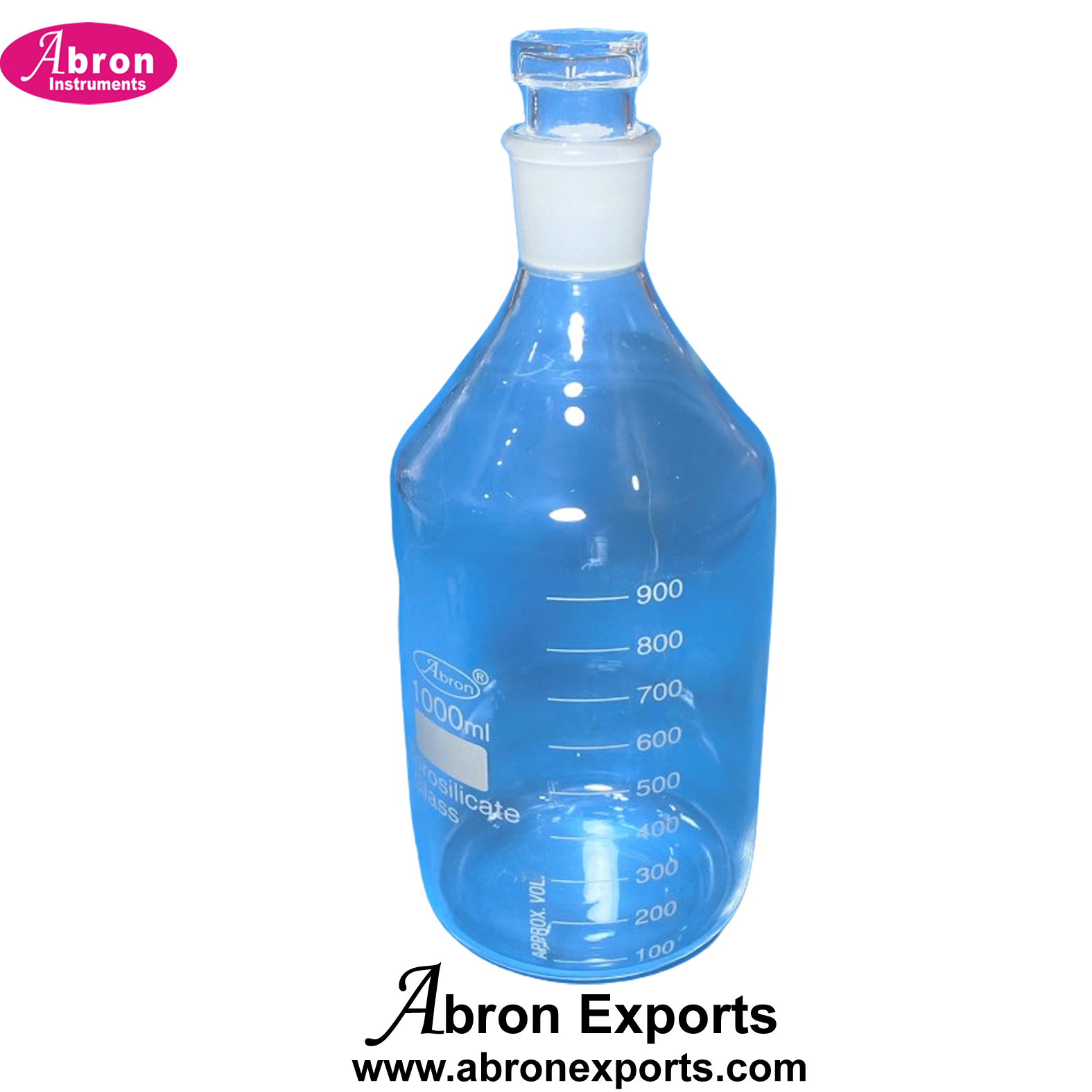 Glass Reagent Bottle 1000ml Graduated Hexa Hollow Stoppered Chemical ...