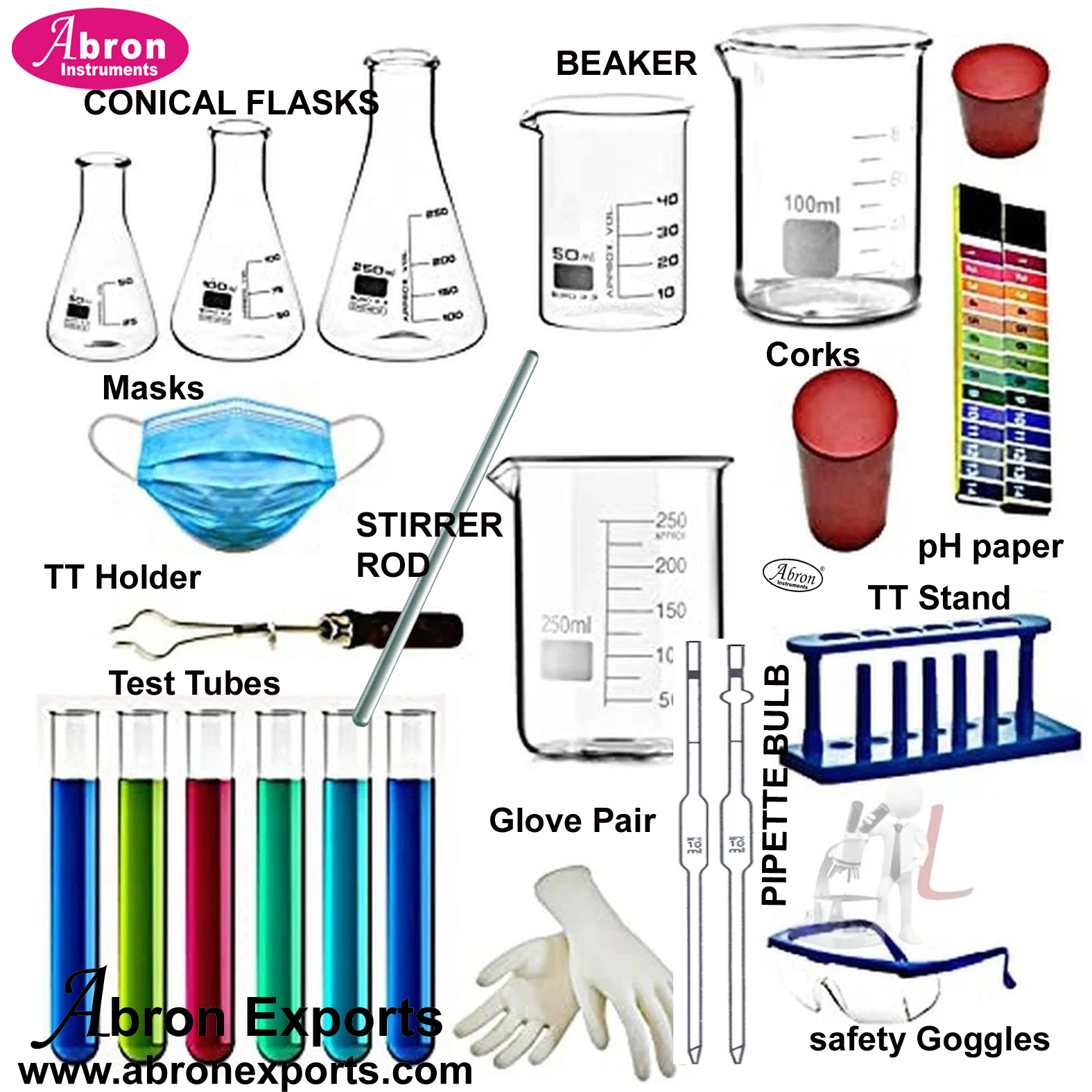 Glassware Laboratory Microbioloy Kit 10Beaker10Flask Pipette 10TesTubes ...