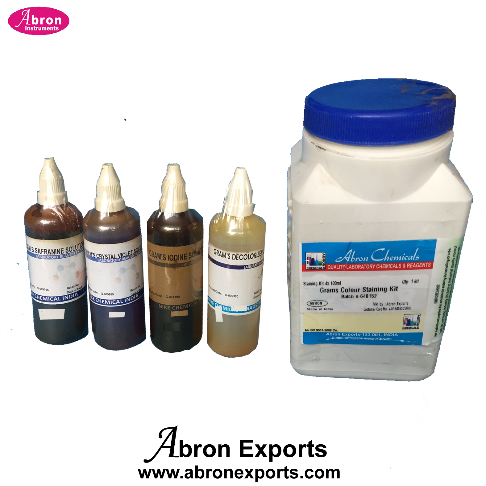 Lab Grams Staining Kit Solutions 4 x100ml Grams Iodine Grams ...